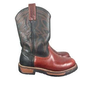 Red Wing 1121 SZ 7.5 Leather Western Work Boots Brown Black Pull-On Durable USA